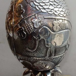1950/70 Lampe Ananas Décor Animaux Métal Argenté