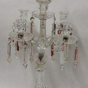 1950′ Chandelier Baccarat Avec 4 Branches Socle Perlé Modéle Bambou Ou Tors Non Signé