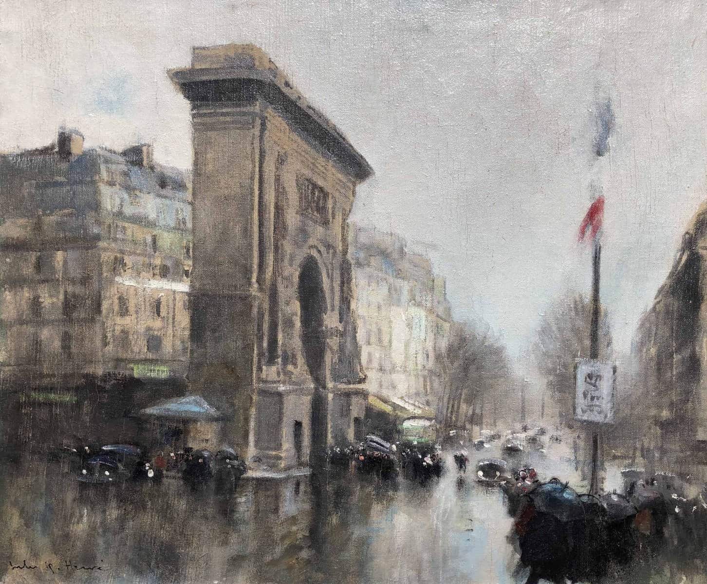 HERVE Jules Tableau Impressionniste 20è Paris Porte St Martin Grands Boulevards Huile sur toile Signée – Image 2