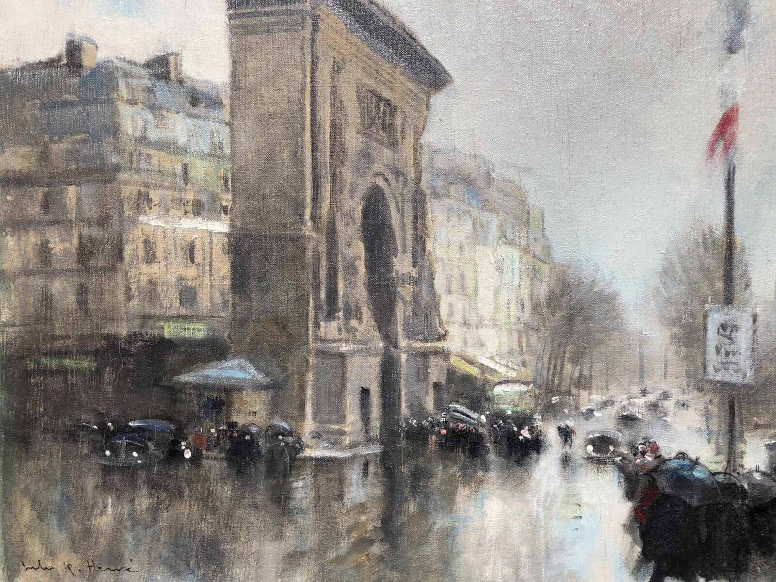 HERVE Jules Tableau Impressionniste 20è Paris Porte St Martin Grands Boulevards Huile sur toile Signée – Image 4