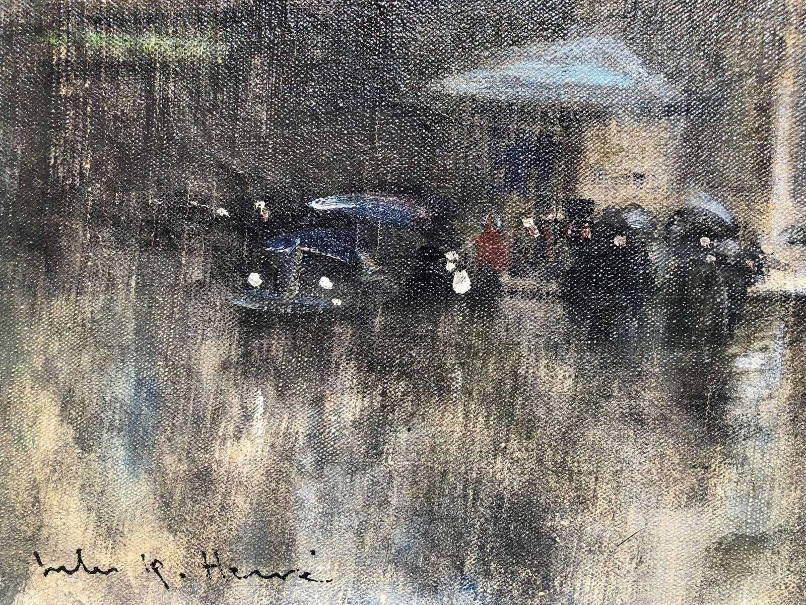 HERVE Jules Tableau Impressionniste 20è Paris Porte St Martin Grands Boulevards Huile sur toile Signée – Image 5