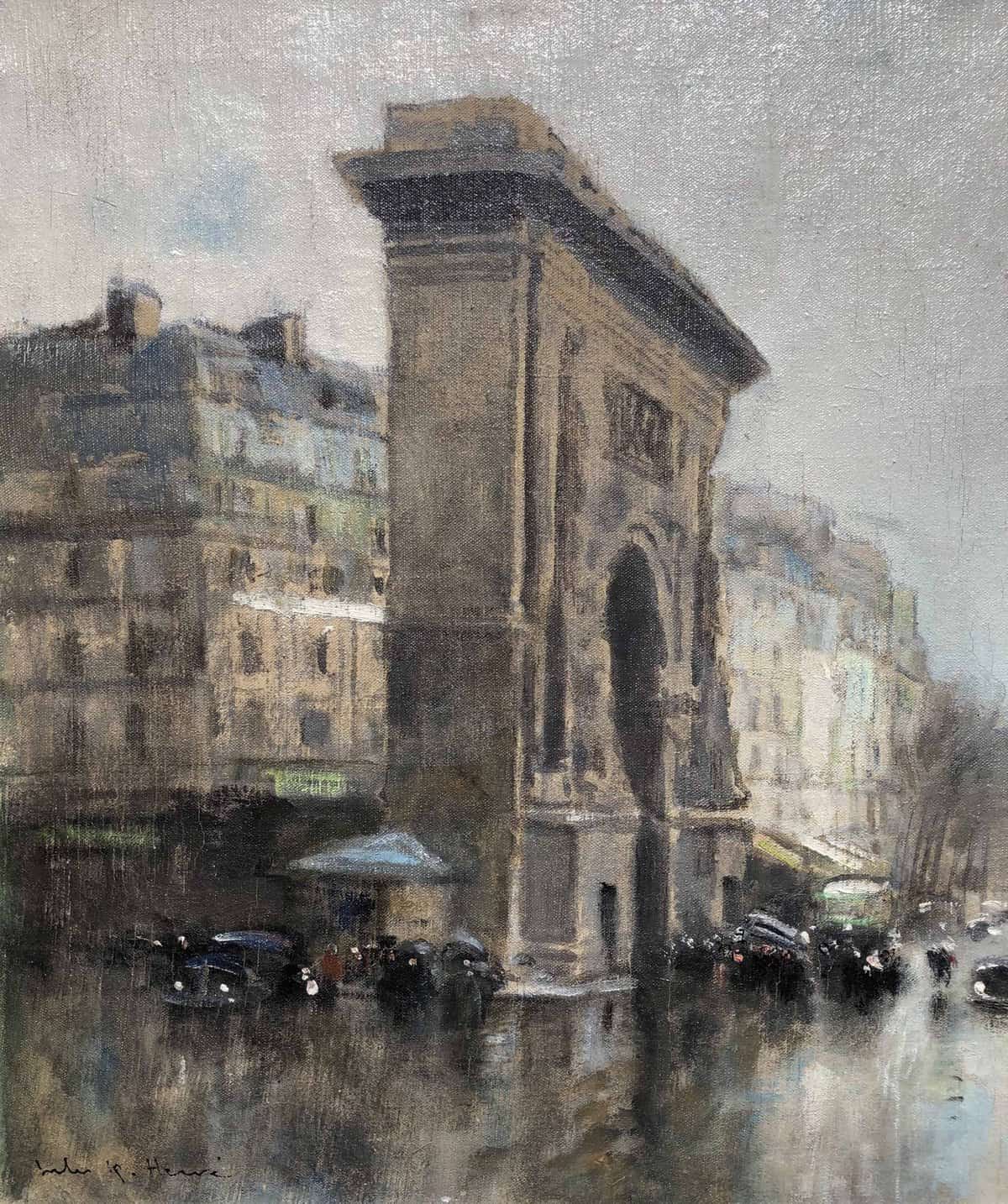 HERVE Jules Tableau Impressionniste 20è Paris Porte St Martin Grands Boulevards Huile sur toile Signée – Image 6