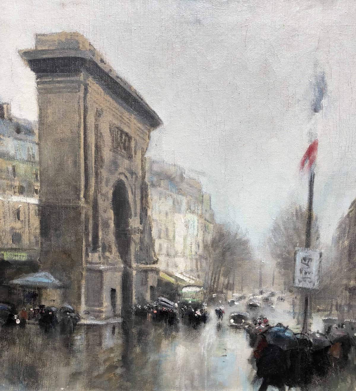 HERVE Jules Tableau Impressionniste 20è Paris Porte St Martin Grands Boulevards Huile sur toile Signée – Image 7
