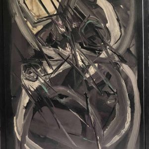 ALDINE Peinture contemporaine XXème siècle « Le Hibou » Huile sur toile signée