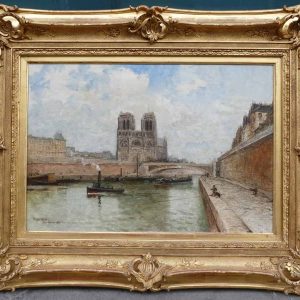 Frank Boggs Ecole Américaine 19è Paris Notre Dame La Seine Huile Sur Toile Signée Datée Située Certificat d&rsquo;authenticité