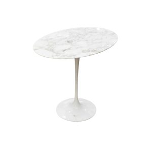Eero SAARINEN (1910-1961), Edition Knoll : Guéridon rond en marbre aluminium et Rilsan blanc
