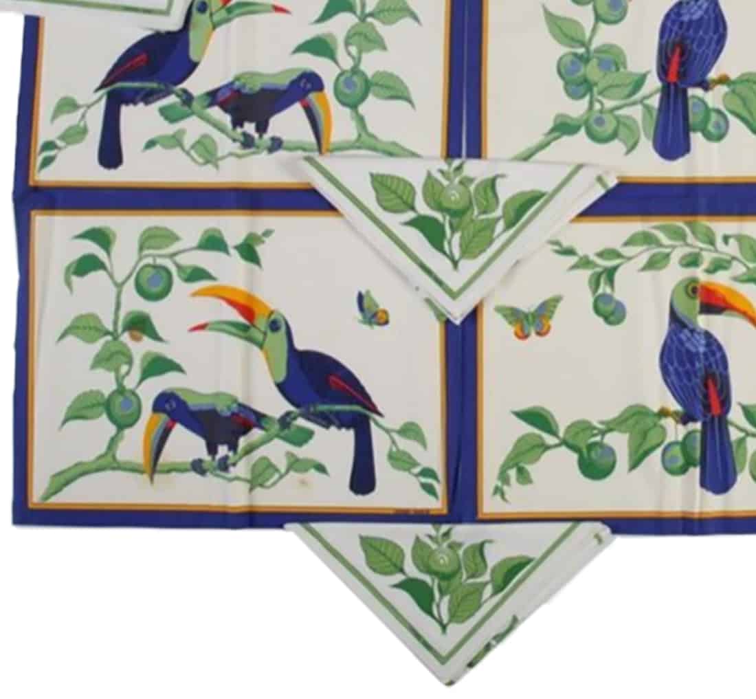 HERMÈS Paris, Les TOUCANS – 4 SETS DE TABLE ET 4 SERVIETTES – Image 4