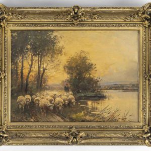 Troupeau De Moutons, Huile Sur Toile