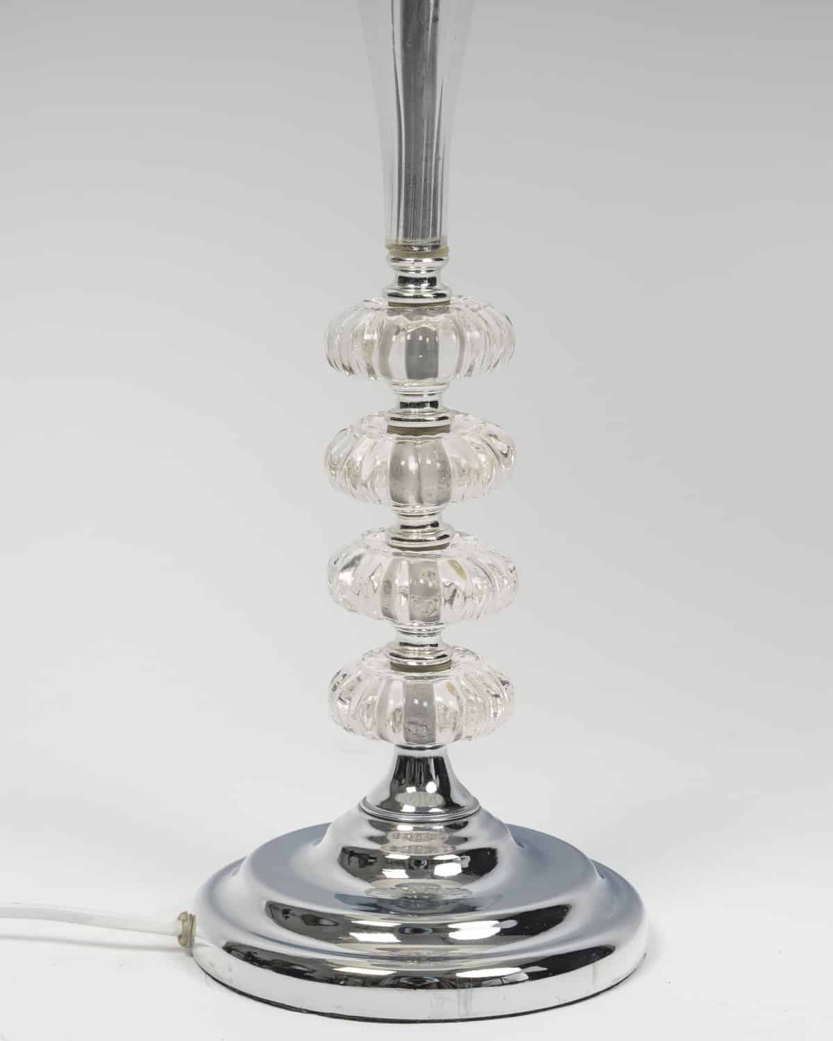 Paire de Lampes Transparentes et Abat-Jour Blanc, Style Baccarat – Image 3