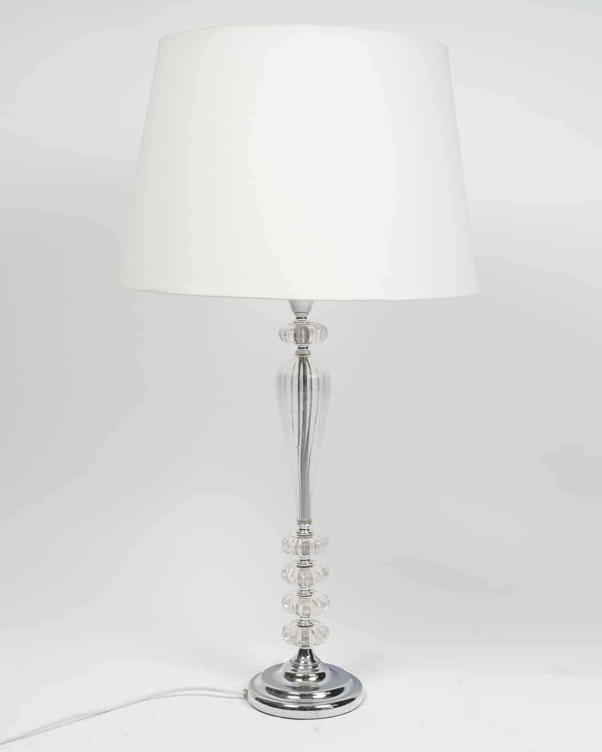 Paire de Lampes Transparentes et Abat-Jour Blanc, Style Baccarat – Image 5