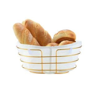 Corbeille en Métal a Pain avec Chiffon en Lin