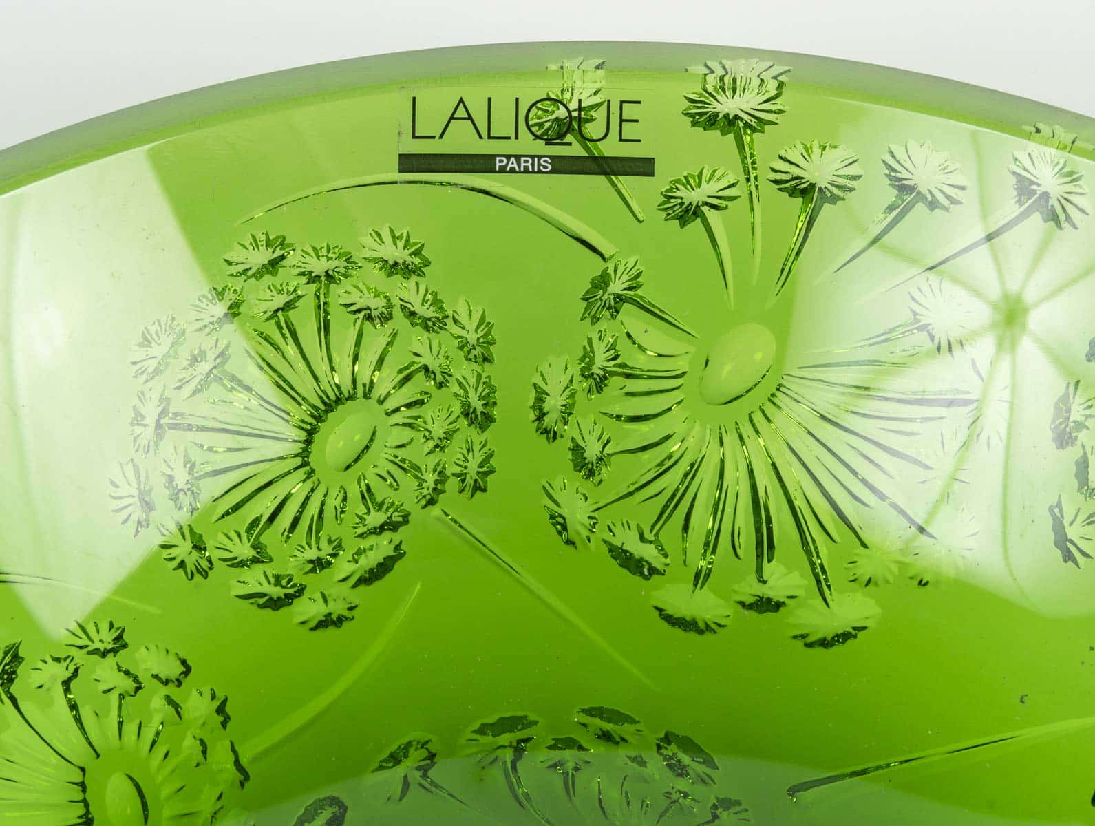 Maison Lalique France Coupe Verte au Décor de Fleurs de Pissenlits – Image 7