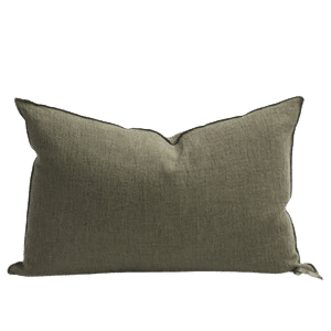 Coussin Crépon de Lin Kaki, Différentes Tailles | Maison de Vacances