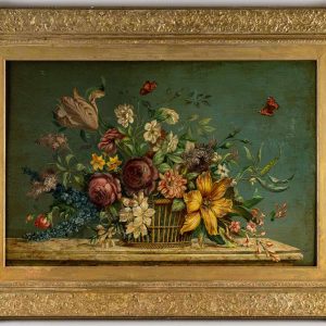 Bouquet de Fleurs sur un Entablement en Pierre huile sur panneau vers vers 1880-1890