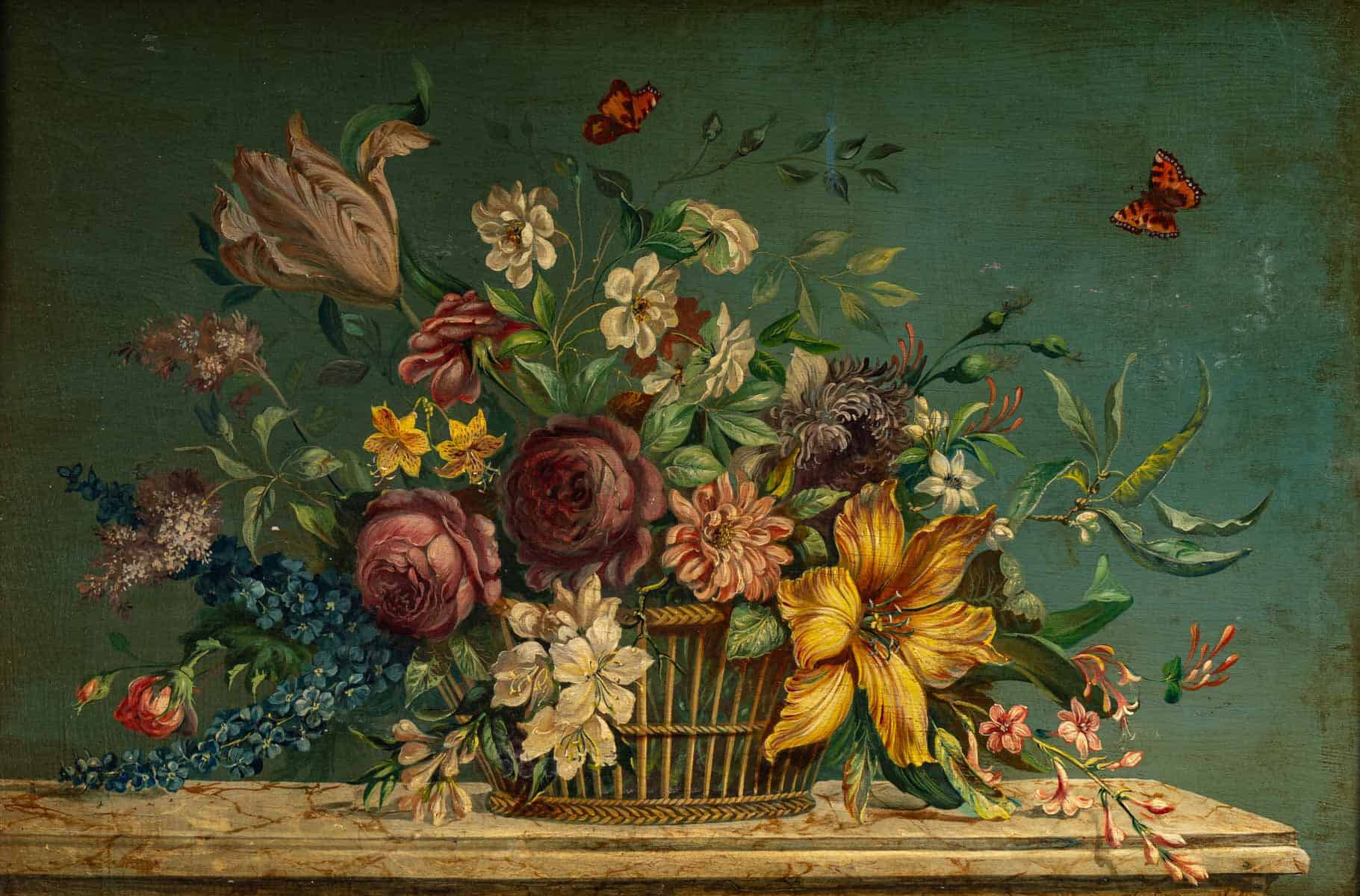 Bouquet de Fleurs sur un Entablement en Pierre huile sur panneau vers vers 1880-1890 – Image 2