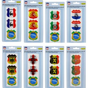 Décorations adhésives en relief Brésil + pays au choix