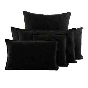 Housse de Coussin Lin et Coton Noir CALIFORNIA, Différentes Tailles | Haomy