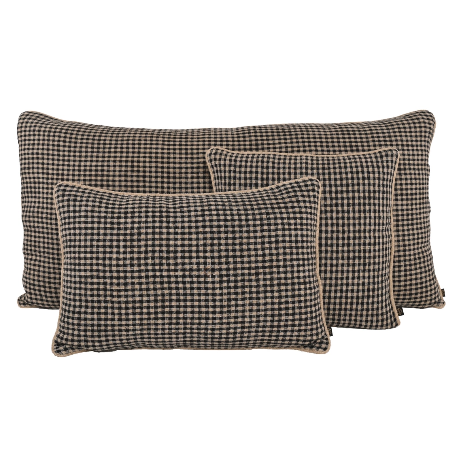 Housse de Coussin Carreaux Charbon PIANA, Différentes Tailles | Haomy