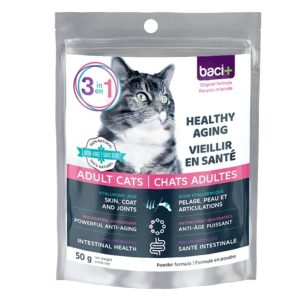 Vieillir en Santé pour Chats, 50g – Peau, pelage et articulations, Santé intestinale, Anti-âge – Baci+