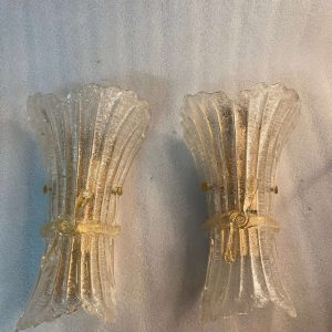 1970/80′ Paire d’ Appliques en Verre Ou Cristal De Murano Barovier & Toso