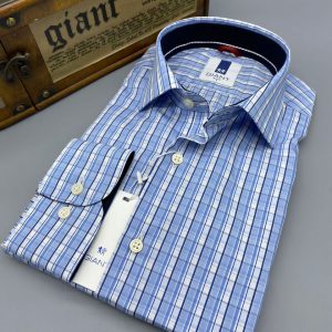 Giant – Chemise couleur bleu clair manche longue avec motifs – Disponible en plusieurs taille
