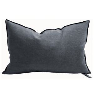 Coussin Lin Stone Charbon, 40x60cm | Maison de Vacances