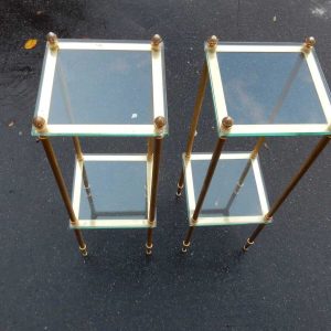 1970′ Paire de Sellettes Maison Baguès, 25 X 25 cm