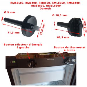 Dometic, ensemble bouton sélecteur d’énergie et bouton thermostat rotatif pour RMS8500, RM8400, RM8500, RML8550, RMS8400, RMS8500, RMSL8500 par Dometic