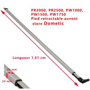 Pied rétractable pour les auvents compatible pour les Prostors ainsi que PR2000, PR2500, PW1000, PW1500, PW1750 Dometic