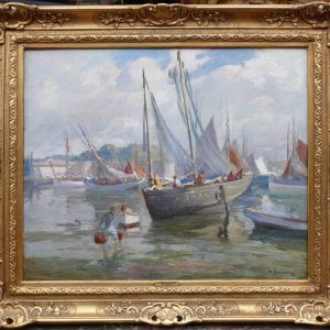 BARNOIN Henri tableau 20è siècle Bretagne port de Concarneau huile toile signée Certificat d&rsquo;authenticité