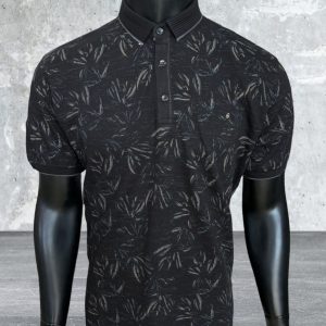 Etté – Polo manche courte couleur noire avec motifs – Disponible en plusieurs taille