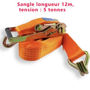 Sangle d’arrimage avec tendeur à cliquets 5 Tonnes/ 12 mètres